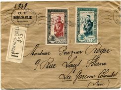 MONACO LETTRE RECOMMANDEE DEPART MONACO 29 IV 50 PRINCIPAUTE POUR LA FRANCE - Lettres & Documents