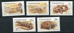 Turkmenistan ** N° 50 à 54 - Parc Naturel De Repetek (dromadaire, Serpent, Varan, Tortue) - - Turkmenistán