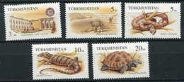 Turkmenistan ** N° 50 à 54 - Parc Naturel De Repetek (dromadaire, Serpent, Varan, Tortue) - - Turkmenistan