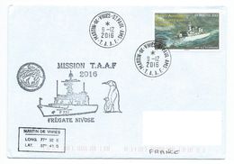 15937 - FREGATE NTVOSE - MISSION TAAF 2016 -  MARTINS DE VIVIES AMS - Storia Postale