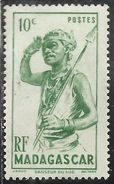 MADAGASCAR MALGACHE MALGASY REPUBLIC 1946 SOUTHERN DANCER DANZATORE DEL SUD CENT. 10 MNH - Nuovi