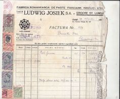 REVENUE STAMPS, KING MICHAEL, PLANE, INVOICE, CAMPULUNG MOLDOVENESC, BUKOVINA, 1943, ROMANIA - Fiscaux