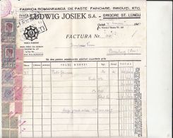 REVENUE STAMPS, KING MICHAEL, INVOICE, CAMPULUNG MOLDOVENESC, BUKOVINA, 1944, ROMANIA - Steuermarken