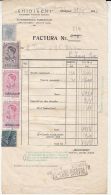 REVENUE STAMPS, KING MICHAEL, SOLDIER, INVOICE, CAMPULUNG MOLDOVENESC, BUKOVINA, 1943, ROMANIA - Steuermarken