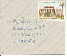 Greece Cover Sent To Denmark Single Franked - Cartas & Documentos
