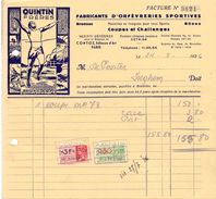 Factuur Facture - Orfèvreries Sportives Quintin Frères - Bronzes Bijoux Coupes Et Challenges - Bruxelles 1936 - Textile & Vestimentaire