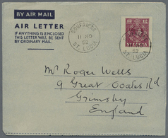 GA St. Lucia: 1946/1975 (ca.), AEROGRAMMES: Accumulation With About 150 Unused And Used/CTO Airletters - Ste Lucie (...-1978)