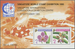 ** Singapur: 1995: Singapore '95 Orchids Series Souvenir Sheet With Frame In Orange (Singapore Cat. S95 - Singapour (...-1959)