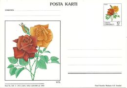 Turkey; 1983 Postal Stationery With Theme Of Rose - Entiers Postaux
