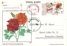 Turkey; 1983 Postal Stationery With Theme Of Rose - Postwaardestukken