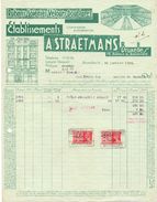 Factuur Facture - Rubans Soieries Ets A. Straetmans - Bruxelles 1939 - Kleidung & Textil
