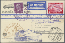 Zeppelinpost Deutschland: 1929/39, Schöner Posten Von 13 Ehemaligen Zeppelin-Fahrt Einzellosen, Enth - Luft- Und Zeppelinpost