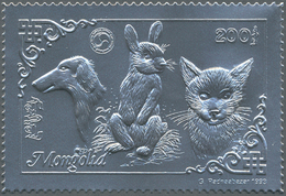 ** Thematik: Tiere-Hunde / Animals-dogs: 1993, Mongolia. Set Of 50 Perforated GOLD Stamps And 50 Perfor - Hunde