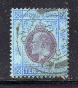 T540 - HONG KONG 1904 ,  10 Cents  Yvert N. 83 Usato . Fil Multi CA . - Oblitérés