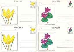 Turkey; 1988 Postal Stationery With The Subject Of Flowers (Complete Set) - Entiers Postaux