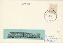 BELGIË : AMBULANT / TREINPOST / BAHNPOST ENTIER  "MONS - BRUXELLES /24.7.63- / 7 Punten" - Bahnpoststempel