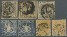O/Brfst Württemberg - Marken Und Briefe: 1851/1874, Gestempelte Partie Der Kreuzer-Zeit Auf Steckkarten, (te - Autres & Non Classés