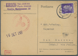 Br Deutsches Reich - 3. Reich: 1943: 8 Bedarfspostkarten Mit Zensur Alle Nach San Marino, Davon 6 Zum S - Ungebraucht