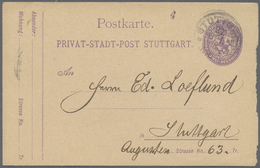 GA/Br Deutsches Reich - Privatpost (Stadtpost): STUTTGART: Sammlung Von Ca. 68 Belegen, Meist Ganzsachen, - Privatpost