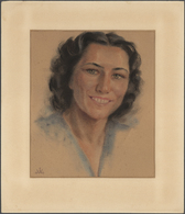Deutsches Reich - Besonderheiten: WILLRICH Originalzeichnung Frauen Portrait, Signiert 1942, Ca. 30 - Autres & Non Classés