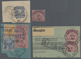 Brfst/O Deutsche Post In China - Mitläufer: 1887/1899, 4 Vorläufer : 20 Pfennig (V 42) Auf Briefstück Mit Kl - Deutsche Post In China