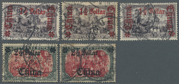 O Deutsche Post In China: 1905/1907, Gestempelte Partie $-Währung Meist Mit Wz. Bis Zu Den Höchstwerte - Deutsche Post In China
