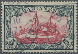 O/Brfst Deutsche Kolonien - Marianen: 1901/1910, Gestempelter Posten Auf Blättern, U. A. Kaiserjacht Ohne Wa - Mariannes