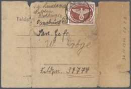 O/Br Feldpost 2. Weltkrieg: 1942/1944, Posten Mir Marken, 4 Briefen Und Ein Päckchenadresse Mit Mi.Nr.: 2 - Autres & Non Classés