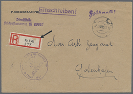 Br Feldpost 2. Weltkrieg: 1943/44, Kleine Sammlung Von 13 Feldpost-Einschreibebriefen (1x Ohne Poststem - Sonstige & Ohne Zuordnung