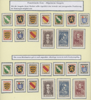 **/O Französische Zone - Allgemeine Ausgabe: 1945, Meist Postfrische Sammlung Auf Sechs Ausstellungsblätt - Autres & Non Classés