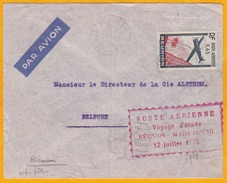 1938 - Enveloppe Par Avion Saint  Denis, Réunion Vers Belfort Via Voyage D'études Réunion-Madagascar - Cad Transit - Tp - Airmail