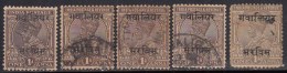 1a ' Postage & Revenue' And 'Postage' Shades KGV Series, Gwalior State Service, British India Used - Gwalior