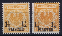 Deutsche Post Turkei  Mi  9 A + 9a B MH/* Falz/ Charniere Gelblich Orange + Orange - Turchia (uffici)