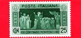 Nuovo - MH - ITALIA - Regno - 1929 - 14º Centenario Dell'abbazia Di Montecassino - Morte Di San Benedetto - 25 - Nuevos