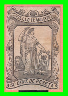 ESPAÑA  SELLO 11º  DE  0.50 Cs  DE PESETA    AÑO 1874 - Oblitérés