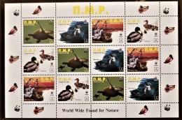 RUSSIE, Tortues, Canards, Dauphins, , Wwf . Feuilet Emis En 2001 **. MNH. Feuillet 12 Valeurs - Turtles