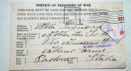 AUSTRALIA COWRA 1943 Card From Italian Pow CAMP 12 To ITALY AIR LETTER - Brieven En Documenten