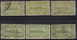 1ch X 6, Shades / Perf., Varities, Travancore Used  1939,  British India - Travancore