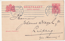 Netherlands Postal Stationery Postcard Briefkart Travelled 1927 To Leipzig B171020 - Material Postal