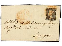 68 ESPAÑA. Ed.1. 1850. HUESCA A ZARAGOZA. <B>6 Cuartos</B> Negro, Mat. Fechador <B>HUESCA/ARAGON.</B> - Andere & Zonder Classificatie