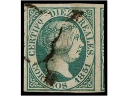 102 ° ESPAÑA. Ed.11. <B>10 Reales</B> Verde. Grandes Márgenes. PIEZA DE LUJO. Cert. COMEX. Cat. 720€. - Otros & Sin Clasificación