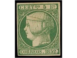 110 (*) ESPAÑA. Ed.15. <B>5 Reales</B> Verde. Color Excepcional. PIEZA DE LUJO. Cert. COMEX. Cat. 3.150€. - Other & Unclassified