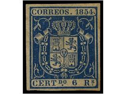 131 (*) ESPAÑA. Ed.27. <B>6 Reales</B> Azul. PIEZA DE LUJO. Cert. COMEX. Cat. 3.670€. - Otros & Sin Clasificación