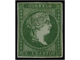 146 (*) ESPAÑA. Ed.39. <B>2 Cuartos</B> Verde. PIEZA DE LUJO. Cert. COMEX. Cat. 3.900€. - Otros & Sin Clasificación