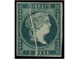 149 (*) ESPAÑA. Ed.41. <B>1 Real</B> Verde. Variedad<B> FUELLE VERTICAL.</B> Leve Pliegue Horizontal. MUY BONITO Y RARO. - Altri & Non Classificati