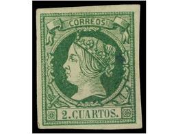 162 * ESPAÑA. Ed.51. <B>2 Cuartos </B>verde. PIEZA DE LUJO. Cert. GRAUS. Cat. 475€. - Sonstige & Ohne Zuordnung