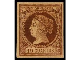 165 * ESPAÑA. Ed.54. <B>19 Cuartos</B> Castaño S. Anteado. Color Excepcional. PIEZA DE LUJO. Cert. CEM. Cat. 3.875€. - Autres & Non Classés