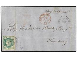 174 ESPAÑA. Ed.62. 1862. RIVADEO A LONDRES. <B>2 Reales </B>verde, Mat. Fechador <B>RIVADEO/LUGO.</B> MUY BONITA. - Other & Unclassified