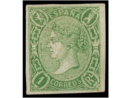 185 * ESPAÑA. Ed.72. <B>1 Real </B>verde. MAGNÍFICO EJEMPLAR, Color Fresco Y Grandes Márgenes. Cert. COMEX. Cat. 560€. - Otros & Sin Clasificación