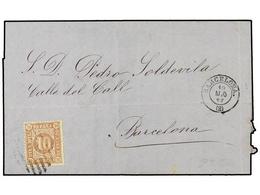 213 ESPAÑA. Ed.94. 1867. BARCELONA Correo Interior. <B>10 Mils.</B> Castaño. Precioso Franqueo De Impresos. - Other & Unclassified